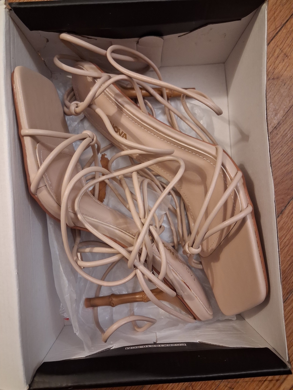 Fashion Nova Nude Lace-Up Strappy Heels